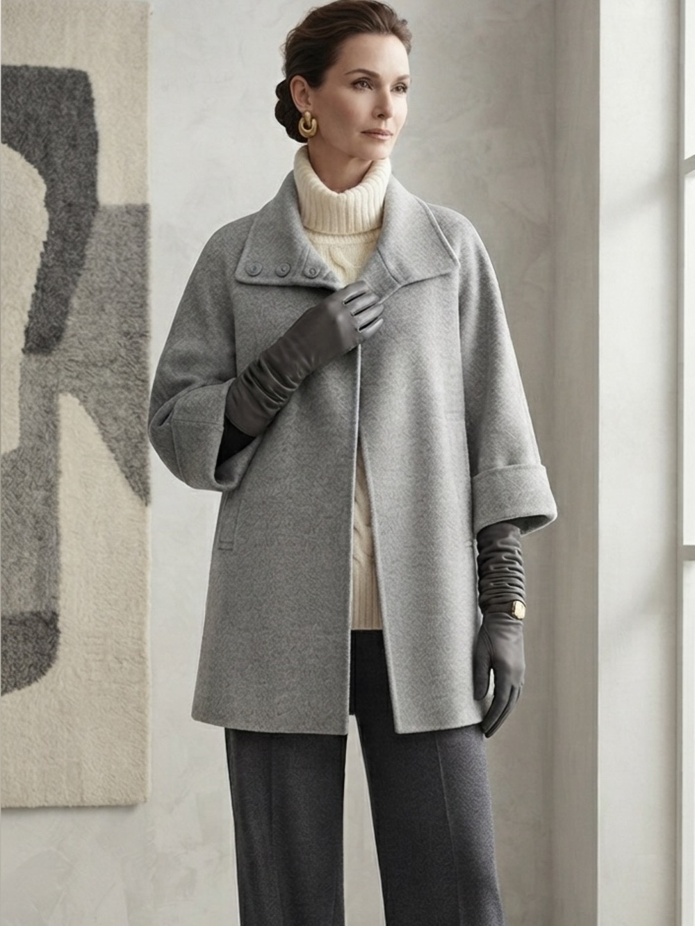 MaxMara gray poncho style coat